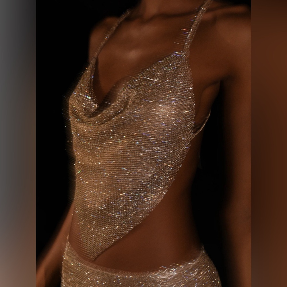 Cowl Neck Halter Top - Gold